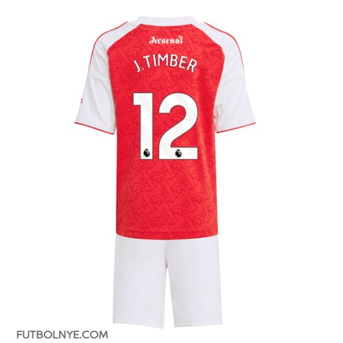 Camiseta Arsenal Jurrien Timber #12 Primera Equipación para niños 2025-26 manga corta (+ pantalones cortos)